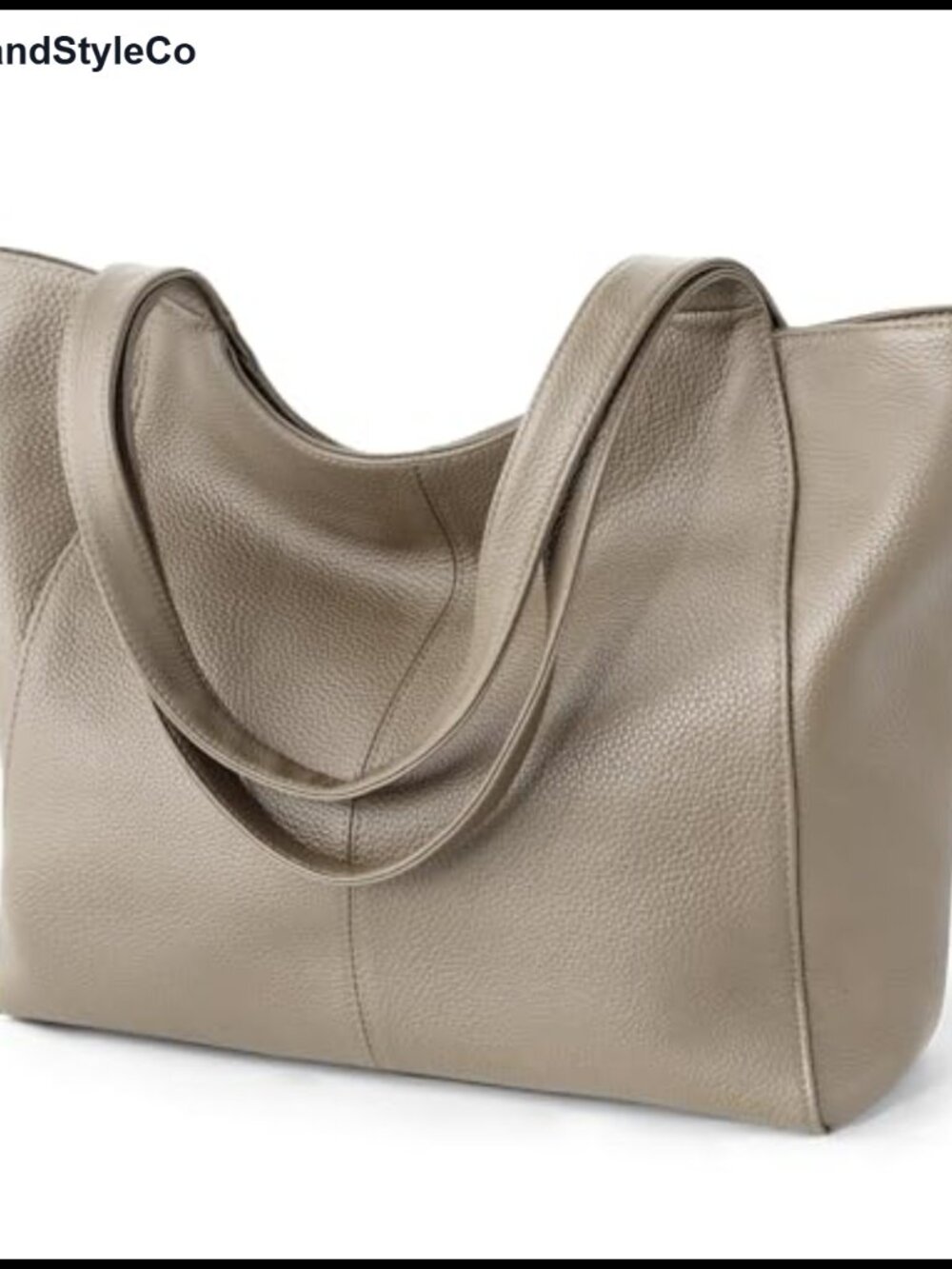 Soft Full-Grain Leather Tote Bag for Women Work with Zipper Slouchy